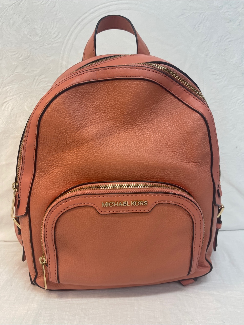 Michael Kors Small Leather Backpack in Terracotta Orange